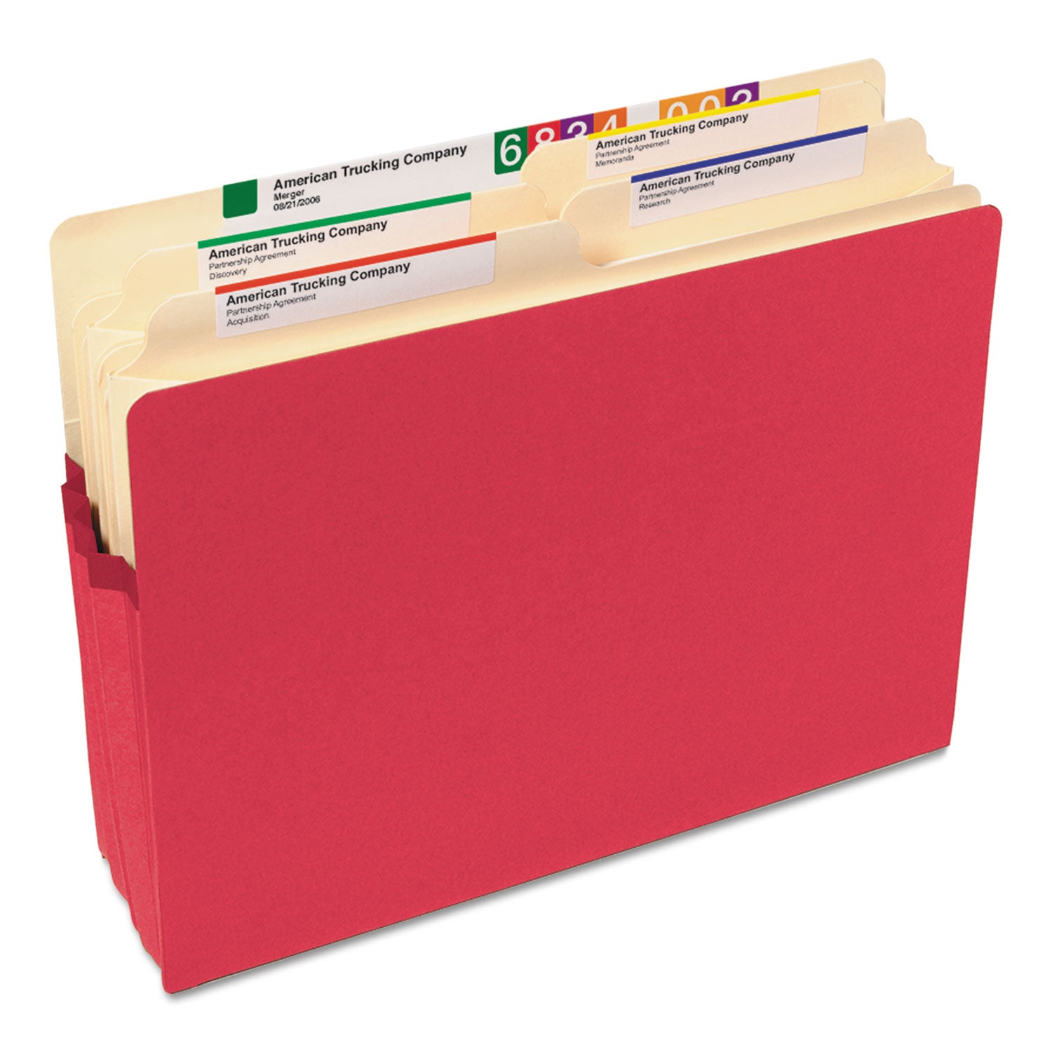 Smead Straight Tab Cut Letter Recycled File Pocket - 8 1/2" x 11" - 5 1/4" Expansion - Top Tab Location - Red - Tear Resistant - 10% Recycled - 1 Each