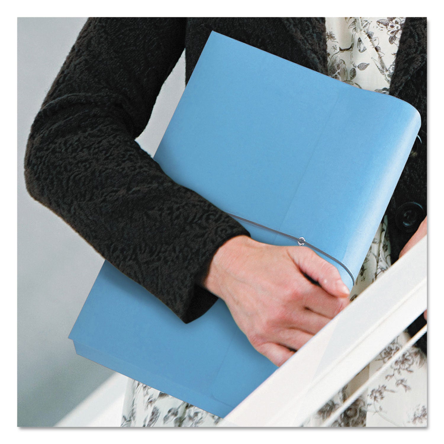 Smead Letter Recycled File Wallet - 8 1/2" x 11" - 2" Expansion - 1 Pocket(s) - 11 pt. - Blue - Elastic Closure, Heavy Duty, Flap - 10% Recycled - 10 / Box