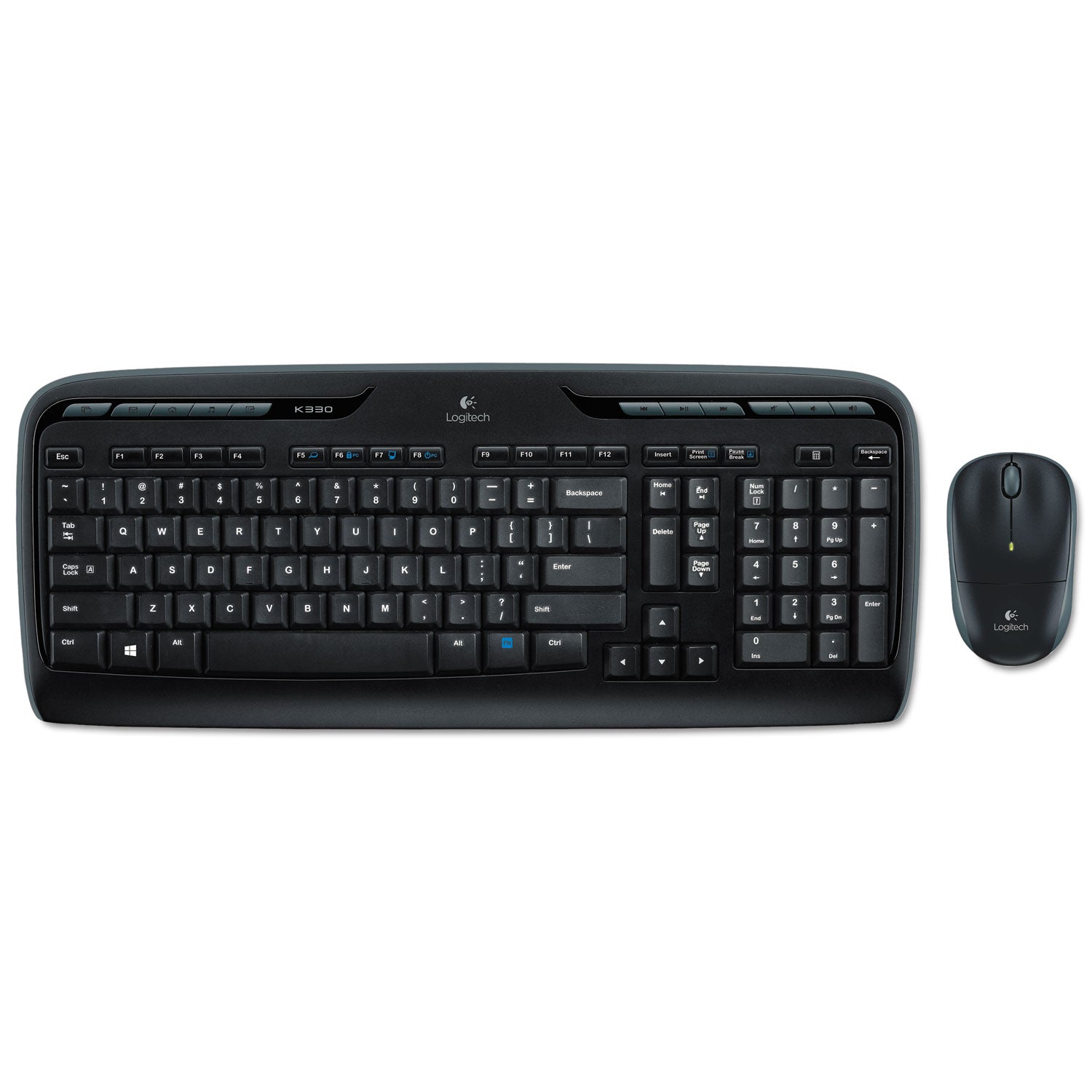 USB Wireless RF 2.40 GHz Keyboard - 115 Key - Black - USB Wireless RF Mouse - Optical - Scroll Wheel - Black - Multimedia, Calculator, Media Player, Email Hot Key(s) - AA, AAA - Compatible with Computer for PC - 1 Each