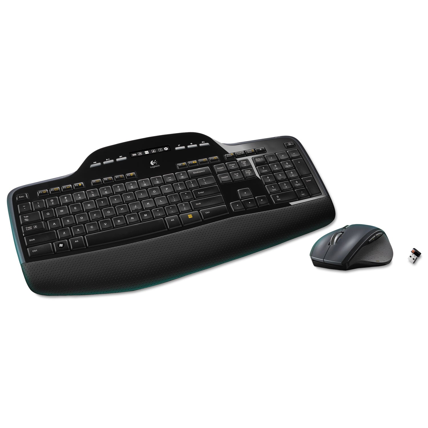 USB Wireless RF 2.40 GHz Keyboard - Black - USB Wireless RF Mouse - Optical - Scroll Wheel - Black - AA for PC - 1 Each