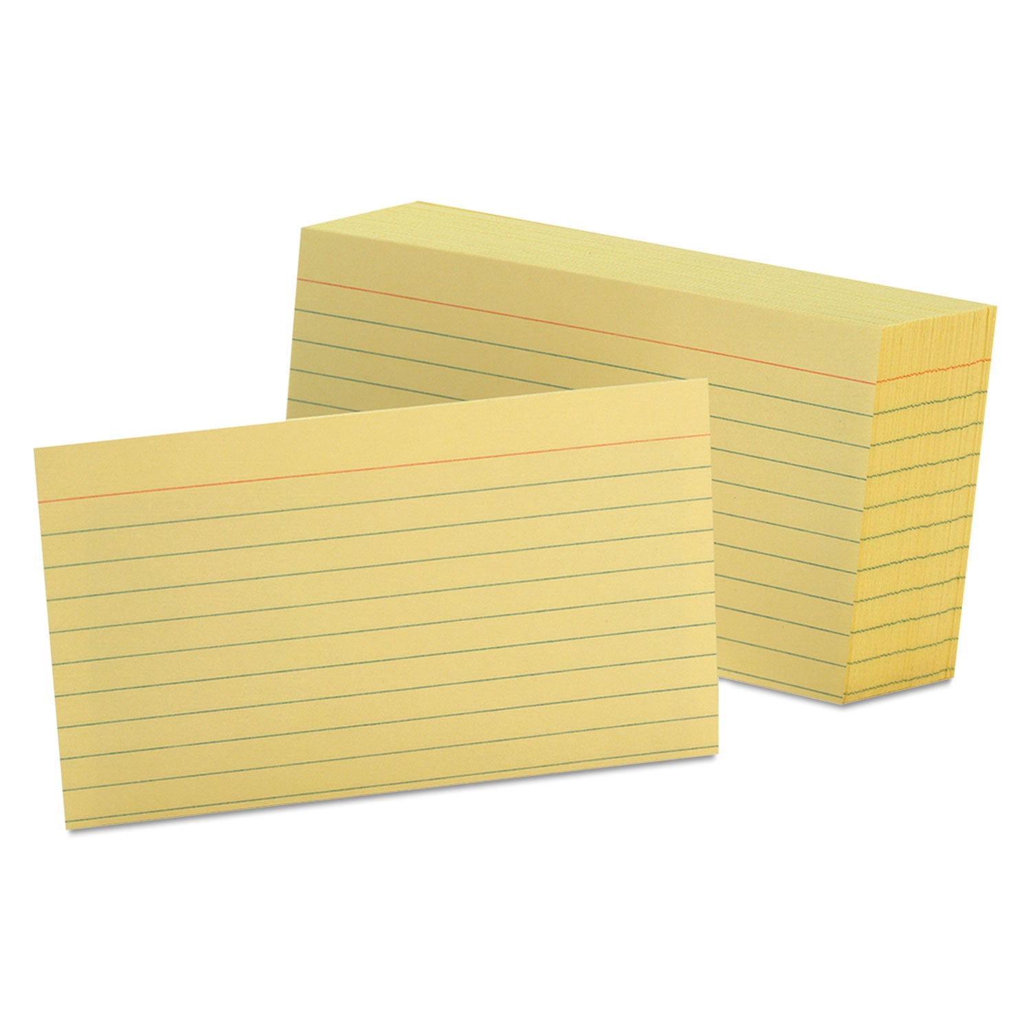 Oxford Colored Ruled Index Cards - Front Ruling Surface - Ruled Front Ruling - 90 lb Basis Weight - 3" x 5" Sheet Size - Canary Paper - 100 / Pack