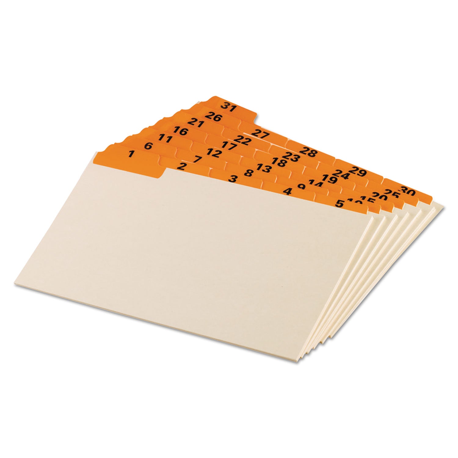 31 x Divider(s) - Printed Tab(s) - Digit - 1-31 - 8" Divider Width - Manila Divider - Orange Tab(s) - Laminated, Durable, Heavy Duty, Wear Resistant, Bend Resistant, Tear Resistant - 31 / Set