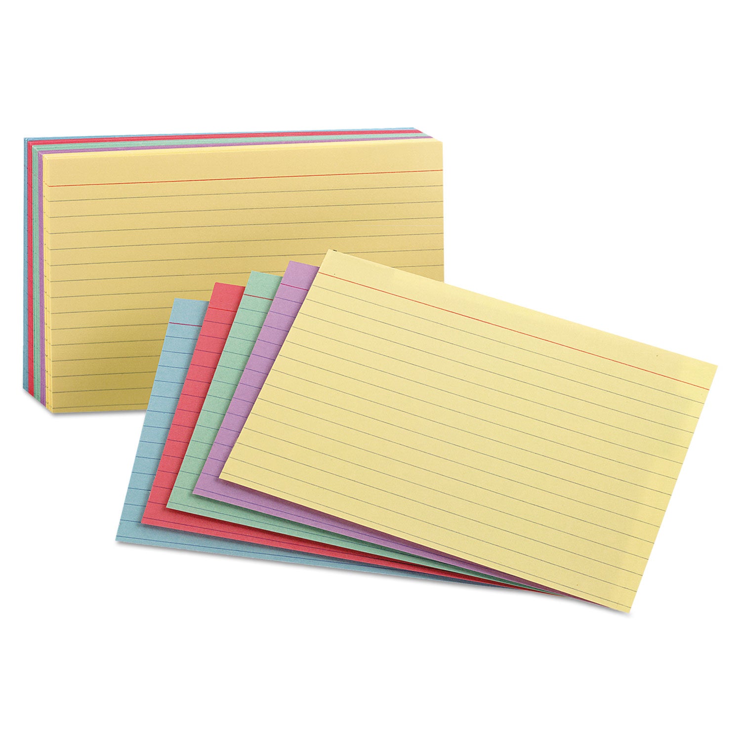 3" x 5" - 100 lb Basis Weight - Sustainable Forestry Initiative (SFI) - Acid-free - Green, Canary, Violet, Blue, Cherry - 100 / Pack