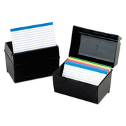 Oxford Plastic Index Card Boxes with Lids - External Dimensions: 8" Width x 5" Height - 400 x Card - Flip Top Closure - Plastic - Black - For Card - 1 Each