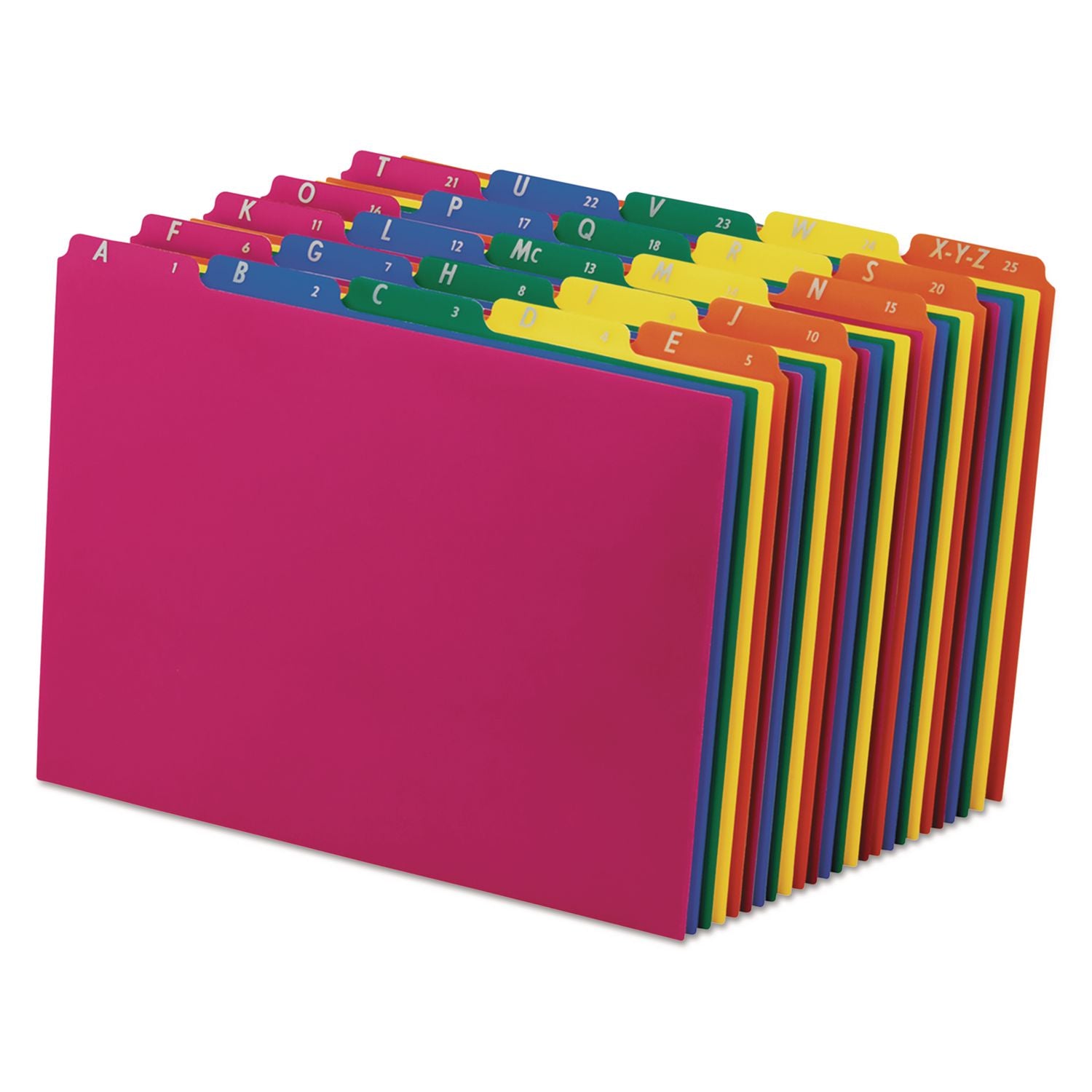 5 Printed Tab(s) - Character - A-Z - 8.5" Divider Width x 11" Divider Length - Letter - Blue Polypropylene, Green, Yellow, Magenta, Strawberry Tab(s) - Wear Resistant, Tear Resistant, Moisture Resistant - 1 Set