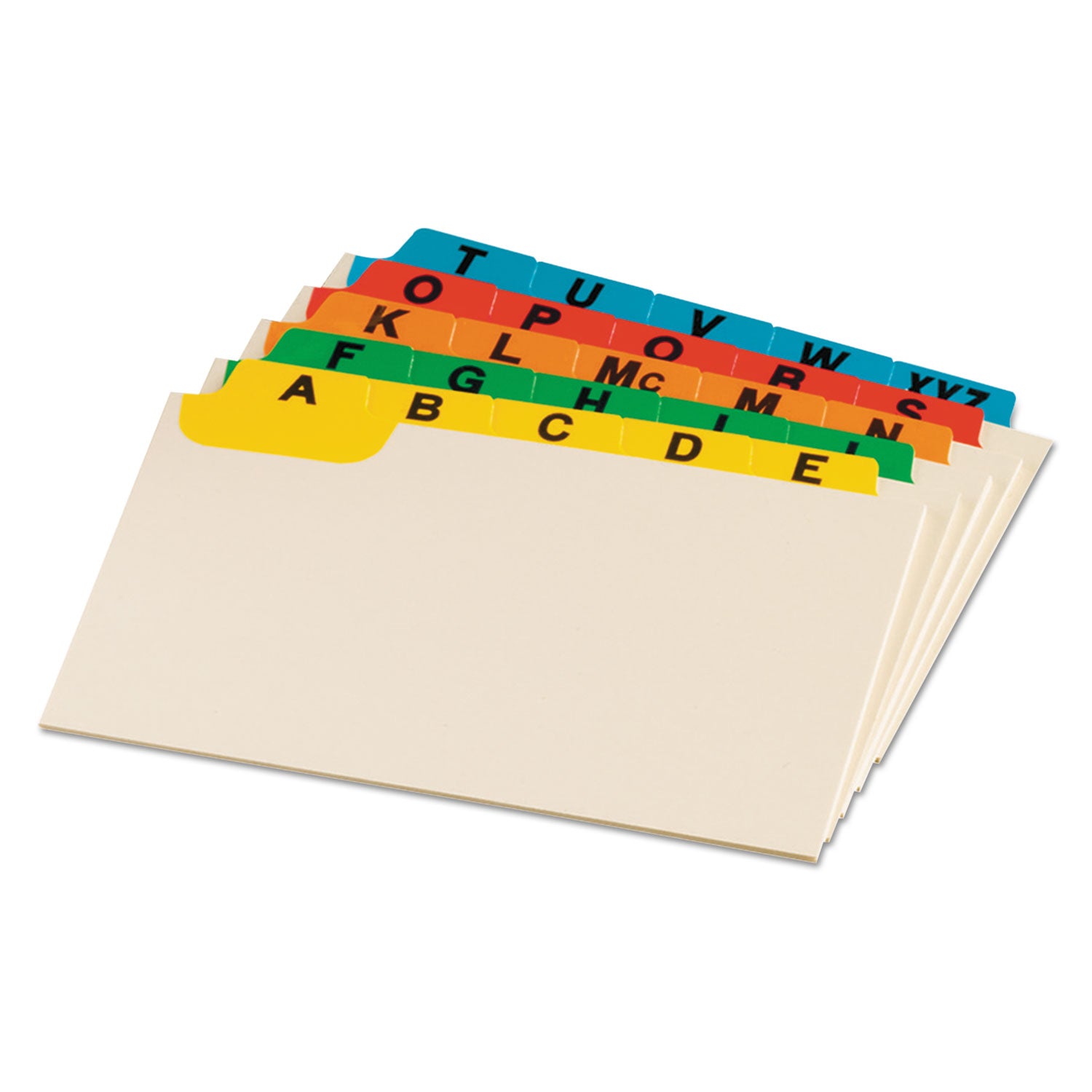 Oxford A-Z Laminated Tab Card Guides, 25 Dividers, 5" Wide, Manila with Assorted Color Tabs, Heavy Duty, Tear and Bend Resistant, Acid-Free, Durable, Printed A-Z Tabs, 25 per Set