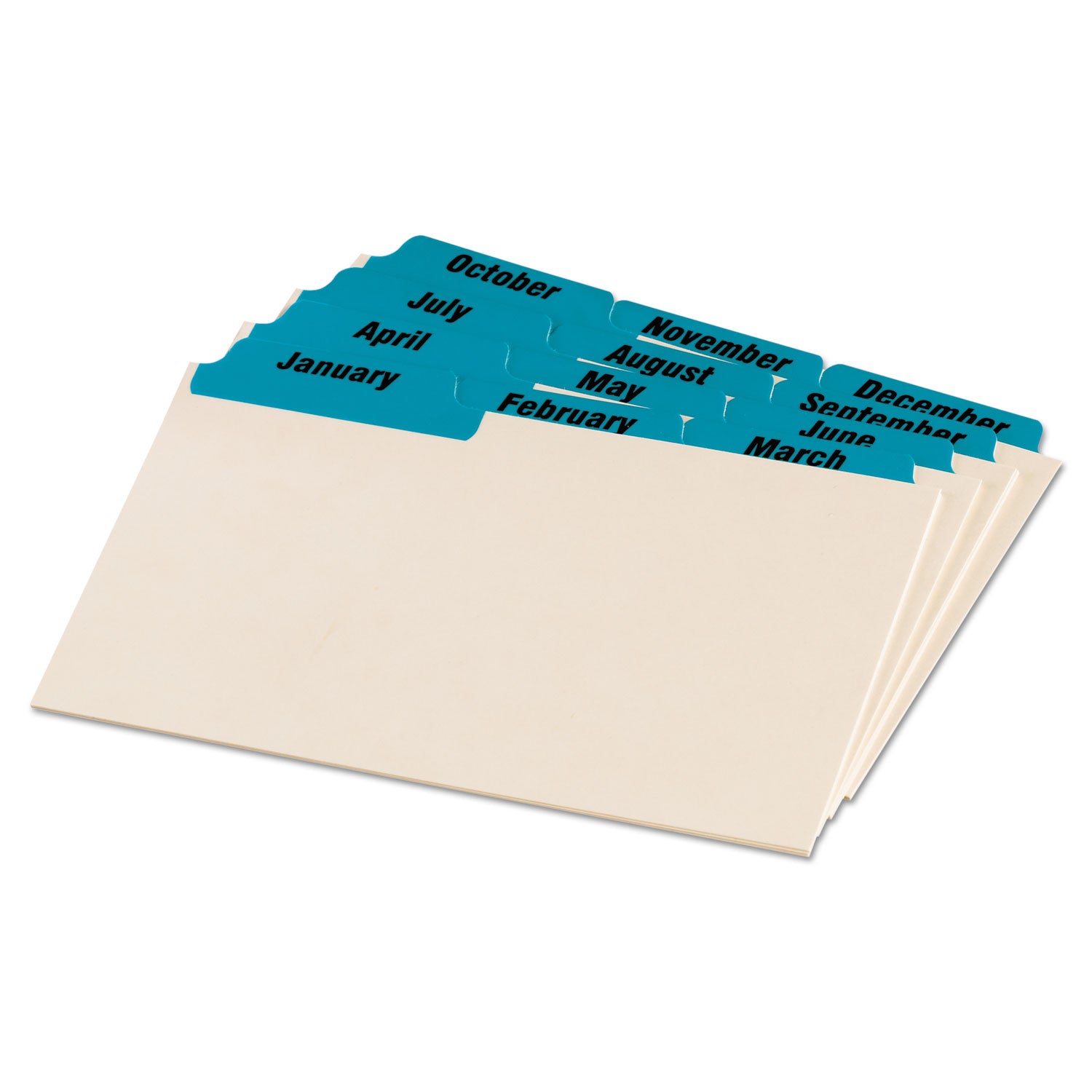 Oxford Laminated Tab Index Card Guides, 12 Dividers per Set, 6" Wide, Manila with Blue Printed Monthly Tabs, Durable, Tear and Wear Resistant, Acid-Free