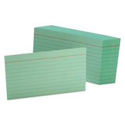 Oxford Colored Ruled Index Cards - Front Ruling Surface - Ruled Front Ruling - 90 lb Basis Weight - 3" x 5" Sheet Size - Green Paper - 100 / Pack
