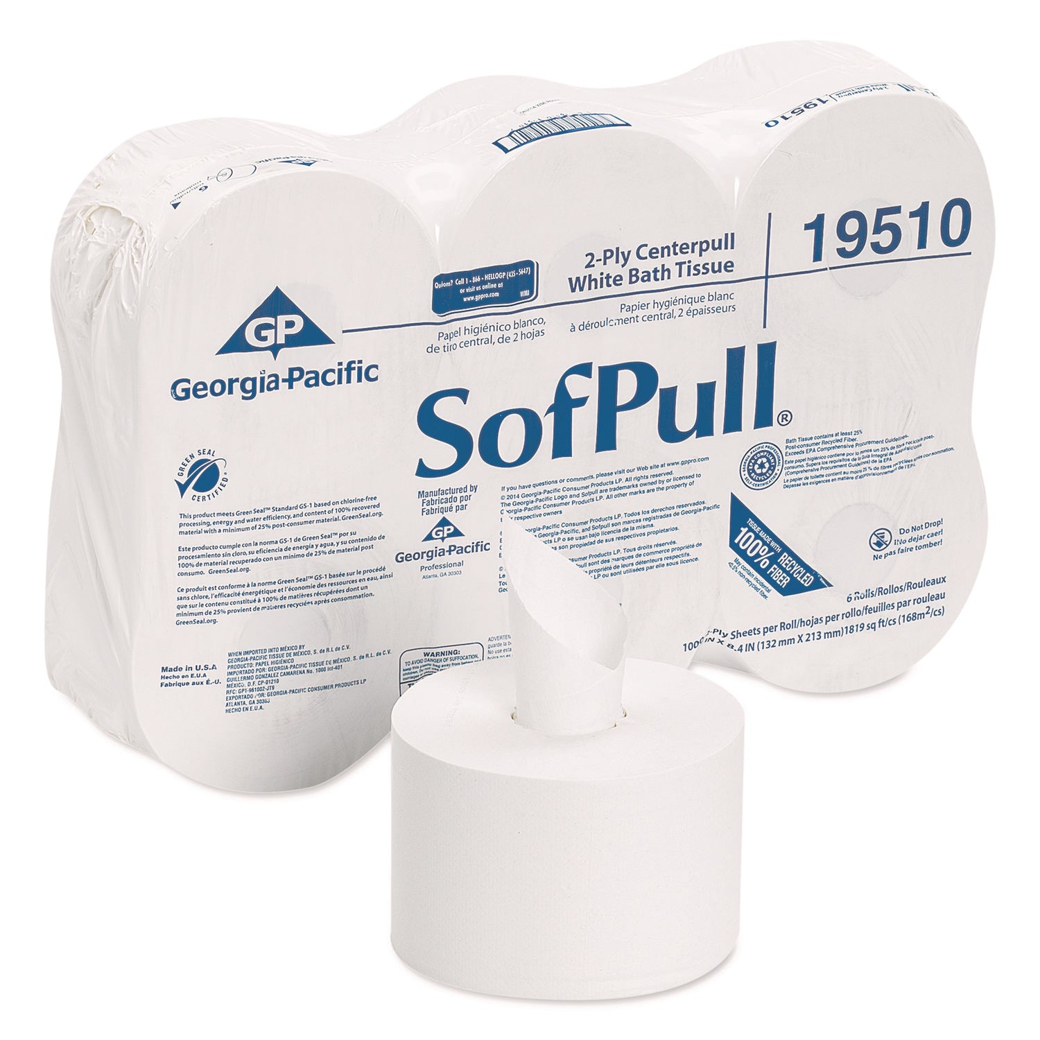 2 Ply - 5.25" Width x 8.40" Length - 1000 Sheets/Roll - 8.10" Roll Diameter - White - 6 / Carton