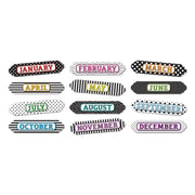 Magnetic Die-Cut Timesavers & Labels, Months of the Year, Black and White Assorted Patterns, 12 Pieces