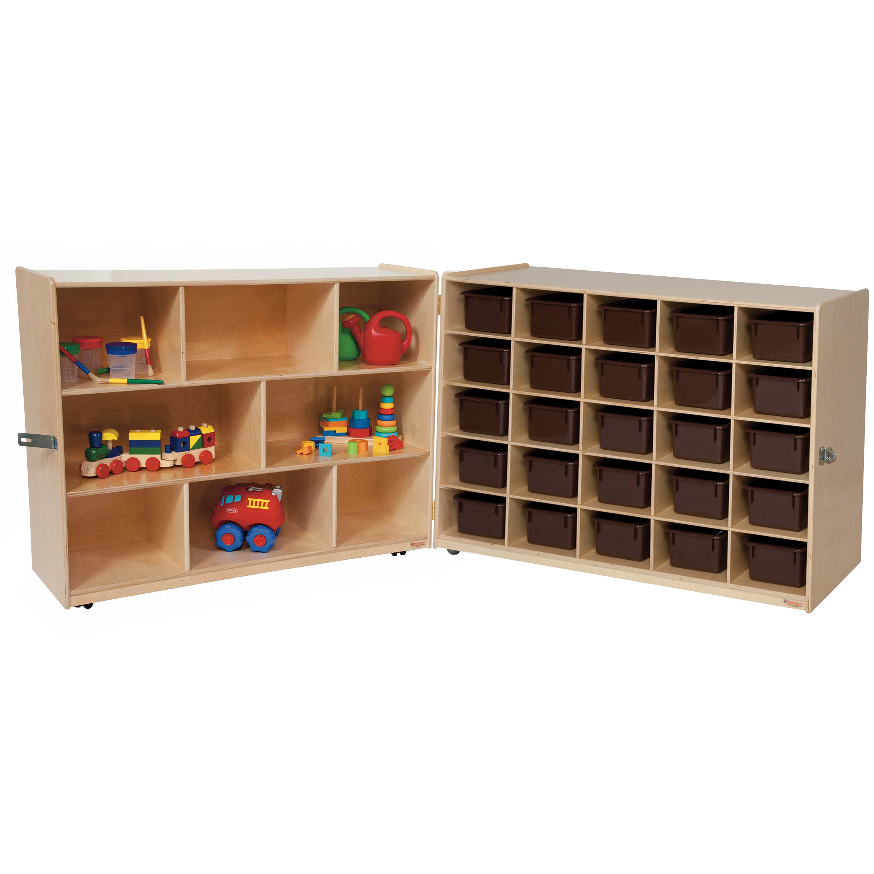 Tray and Shelf Folding Storage with (25) Brown Trays