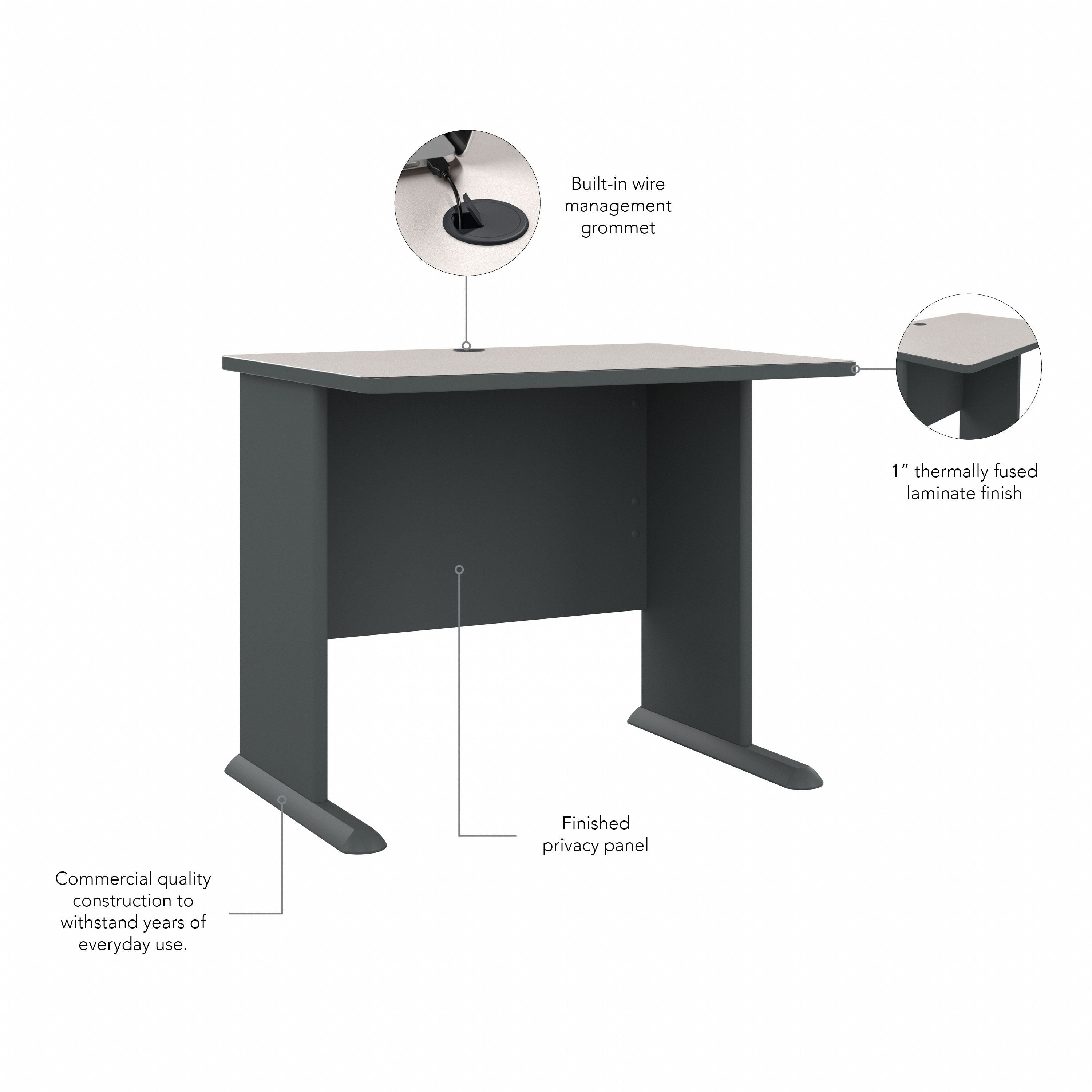 Bush Business Furniture Series A 36W Desk in Slate and White Spectrum - 35.59" Width x 26.81" Depth x 29.66" Height