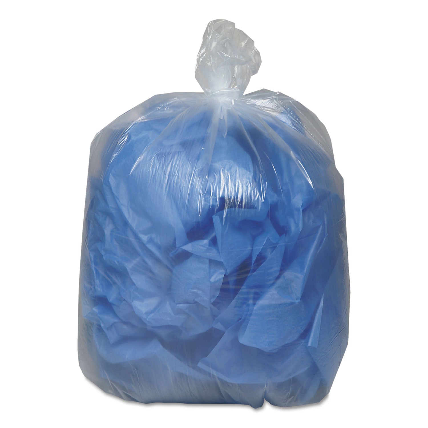 Linear Low-Density Can Liners, 45 gal, 0.63 mil, 40" x 46", Clear, 25 Bags/Roll, 10 Rolls/Carton
