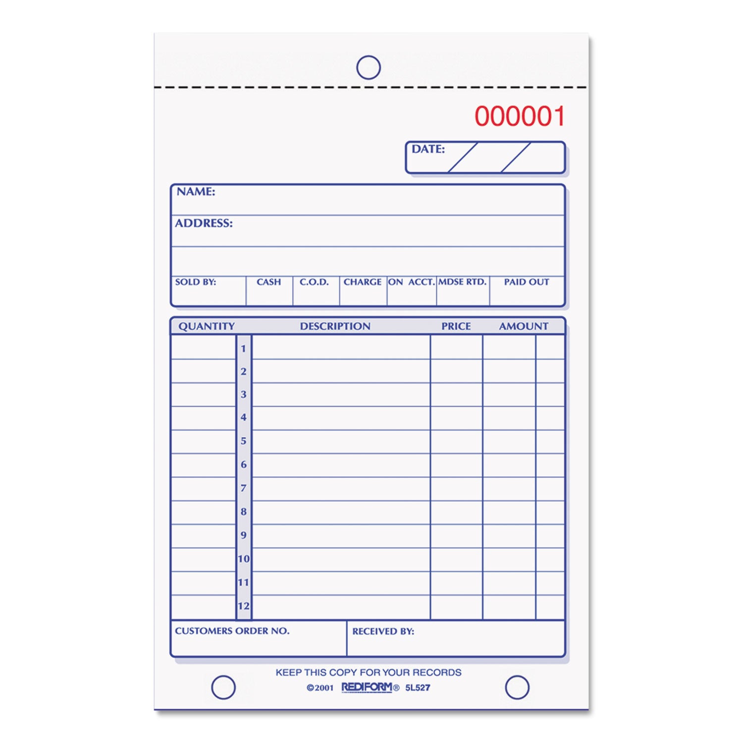 50 Sheet(s) - 2 Part - Carbonless Copy - 4.25" x 6.37" Sheet Size - Assorted Sheet(s) - Recycled - 1 Each