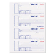 Durable Hardcover Numbered Money Receipt Book, Two-Part Carbonless, 6.88 x 2.75, 4 Forms/Sheet, 300 Forms Total