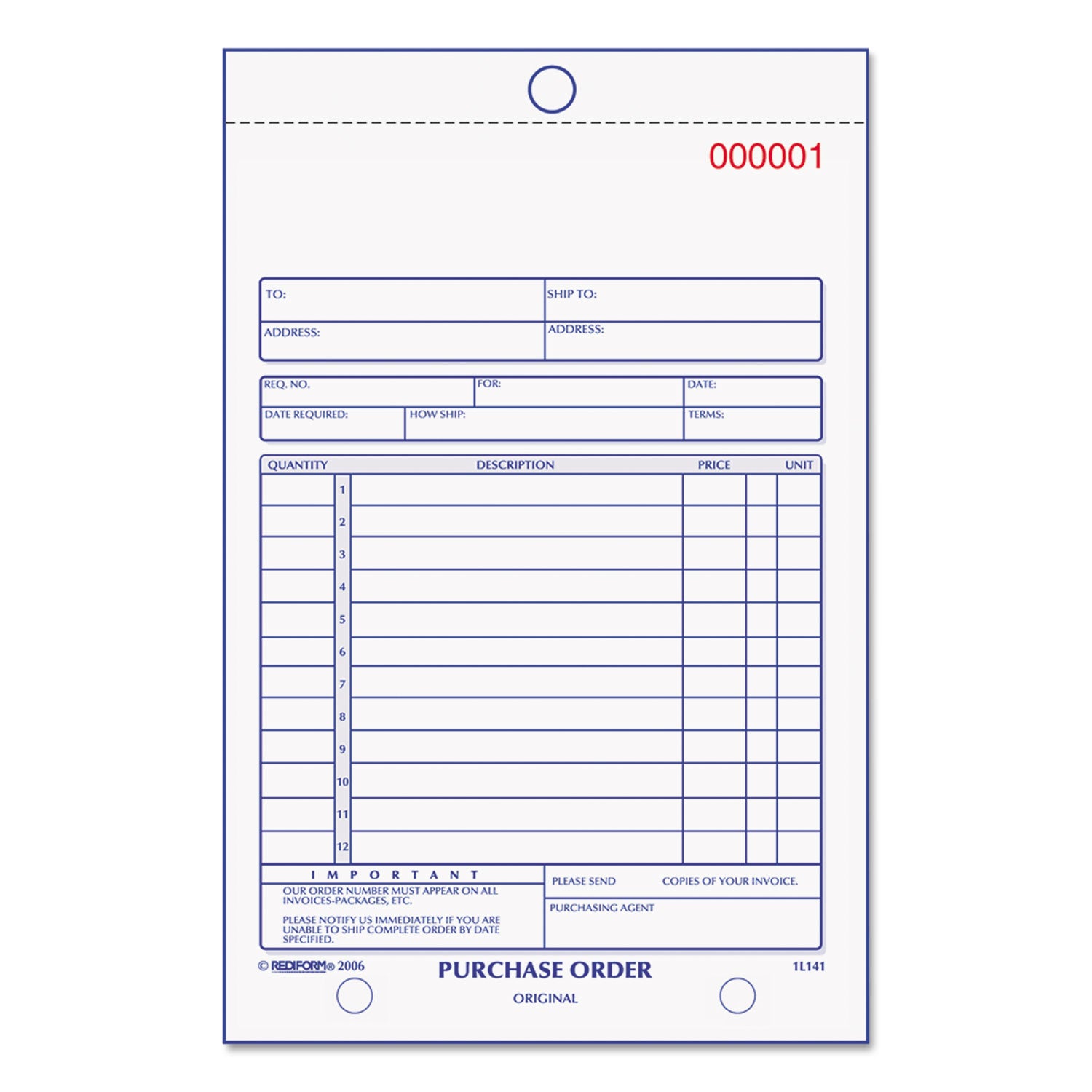 50 Sheet(s) - 3 Part - Carbonless Copy - 5.50" x 7.87" Sheet Size - White, Canary, Pink - Blue Print Color - 1 Each