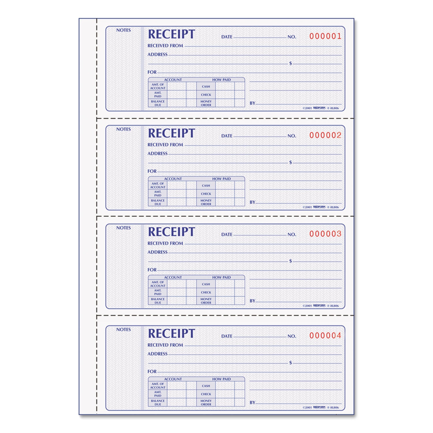 200 Sheet(s) - Book Bound - 2 Part - Carbonless Copy - 7" x 2.75" Sheet Size - Assorted Sheet(s) - 1 Each