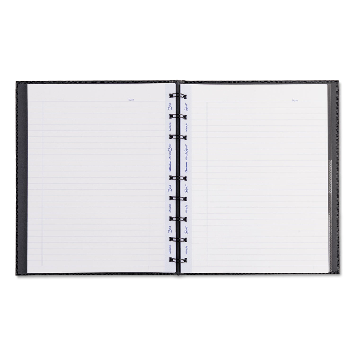 150 Sheets - 150 Pages - Twin Wirebound - Ruled Margin - 9 1/4" x 7 1/4" Sheet Size - Black Ribbed Cover - Micro Perforated, Index Sheet, Self-adhesive Tab, Pocket, Repositionable, Removable, Hard Cover, Telephone & Address Pages - Recycled - 1 Each