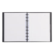 150 Sheets - 150 Pages - Twin Wirebound - Ruled Margin - 9 1/4" x 7 1/4" Sheet Size - Black Ribbed Cover - Micro Perforated, Index Sheet, Self-adhesive Tab, Pocket, Repositionable, Removable, Hard Cover, Telephone & Address Pages - Recycled - 1 Each