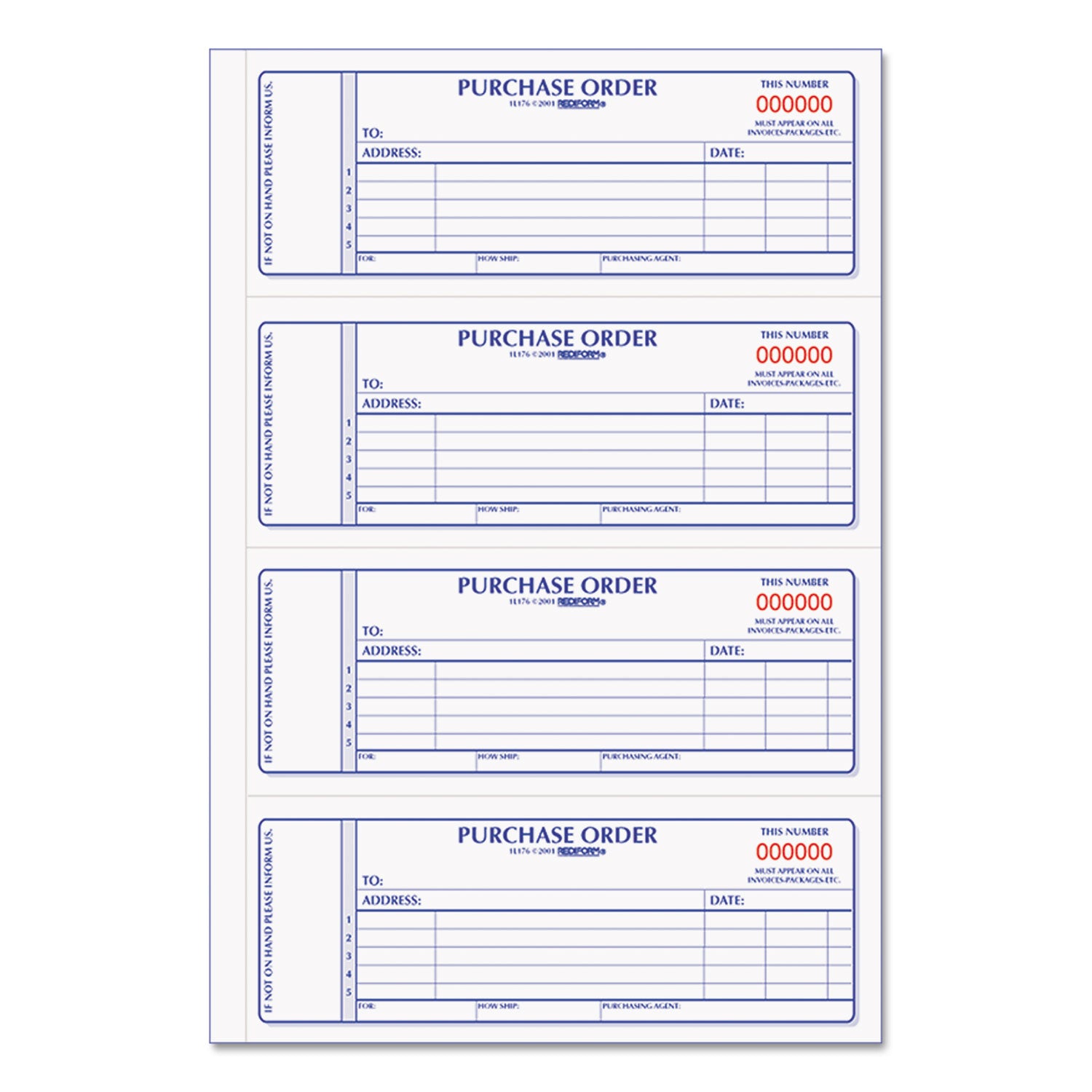 400 Sheet(s) - Stapled - 2 Part - Carbonless Copy - 2.75" x 7" Sheet Size - White, Yellow - Blue Print Color - 1 Each