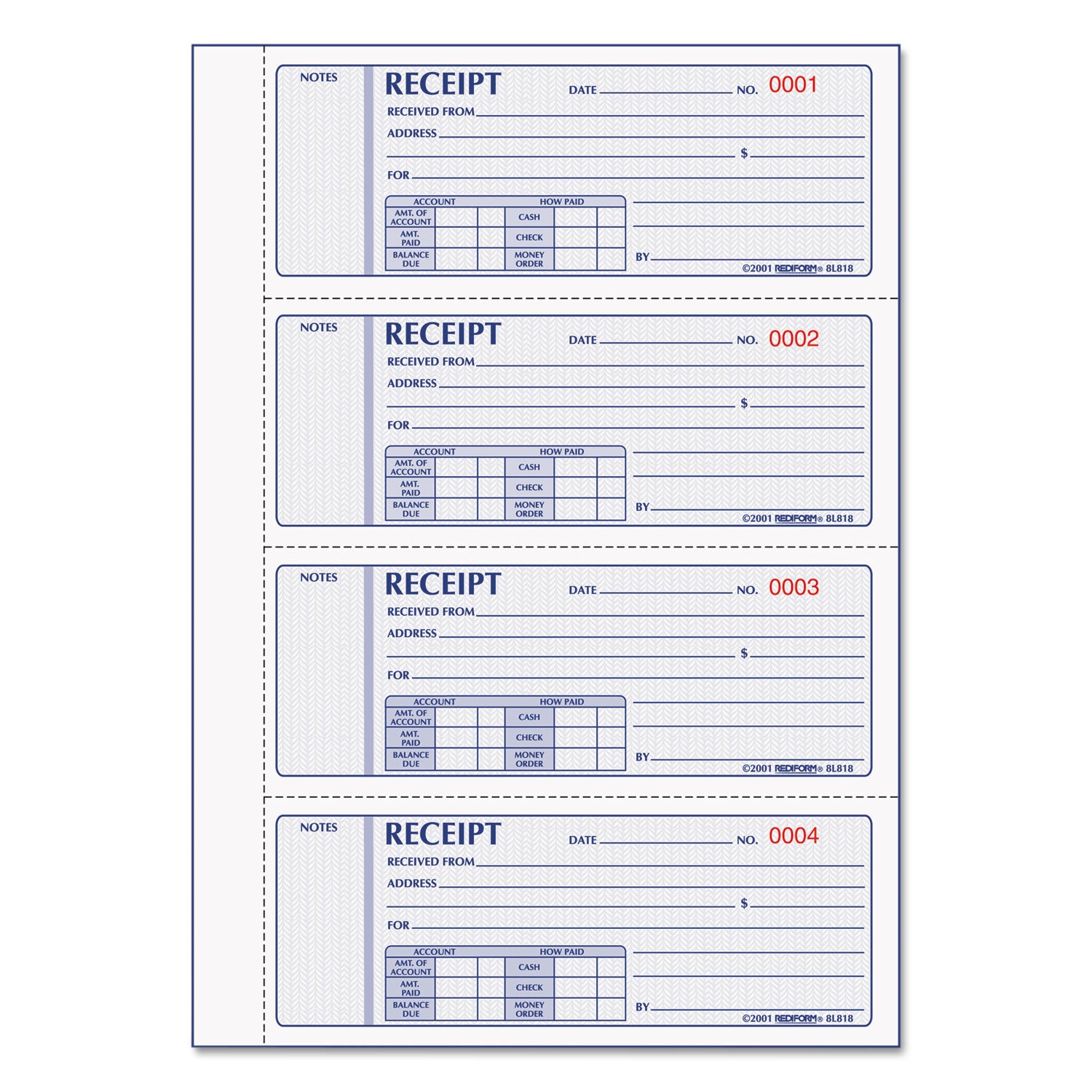 200 Sheet(s) - 3 Part - Carbonless Copy - 2.75" x 7" Form Size - White Sheet(s) - 1 Each