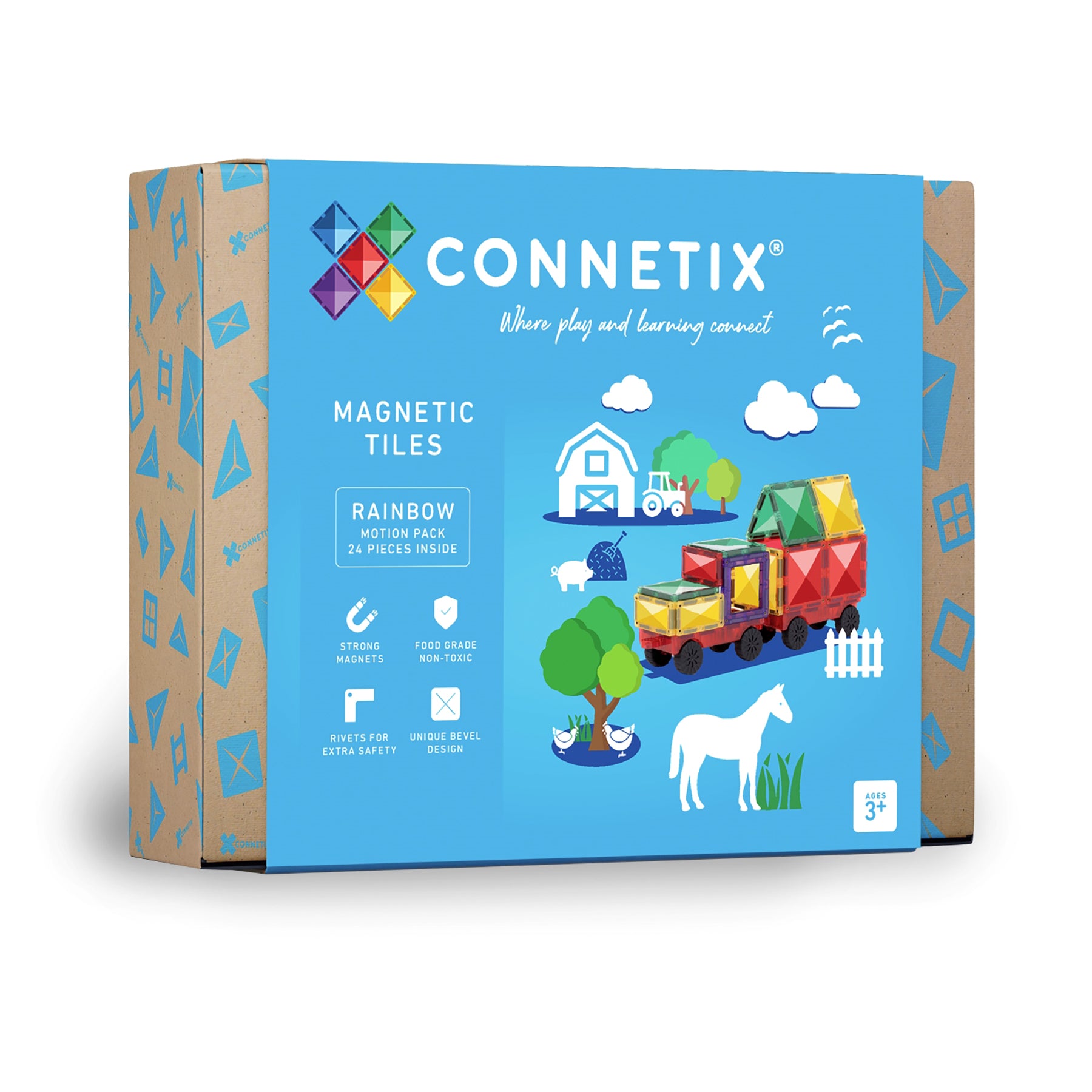 Magnetic Tiles Rainbow Motion Pack, 24 Pieces