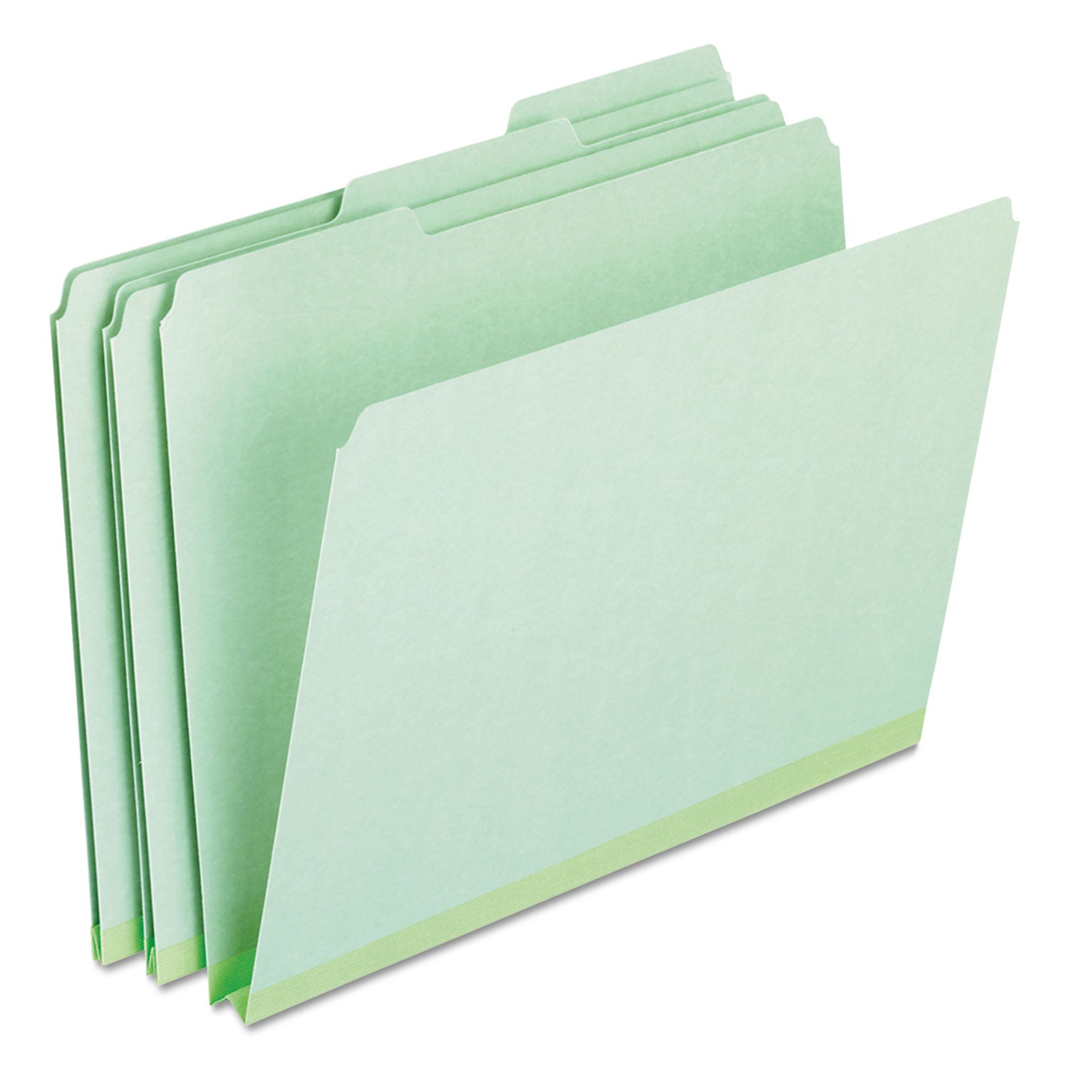 Pendaflex 1/3 Tab Cut Letter Top Tab File Folders, 8.5" x 11", 1" Expansion, Assorted Tab Positions, 25 pt. Heavyweight Pressboard, Light Green, Reinforced, 25/Box