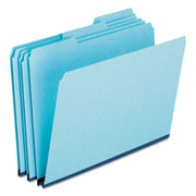 Pendaflex 1/3 Tab Cut Legal Recycled Top Tab File Folder - 8 1/2" x 14" - 1" Expansion - Top Tab Location - Assorted Tab Position - 25 pt. - Pressboard, Tyvek - Blue - Reinforced Gusset, Heavy Duty - 65% Recycled - 25 / Box