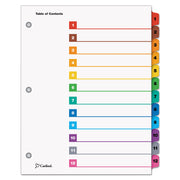 Cardinal OneStep Index System, 12 Dividers, 12 Multicolor Mylar Tabs, 3-Hole Punched, Letter Size, White, 1 Set