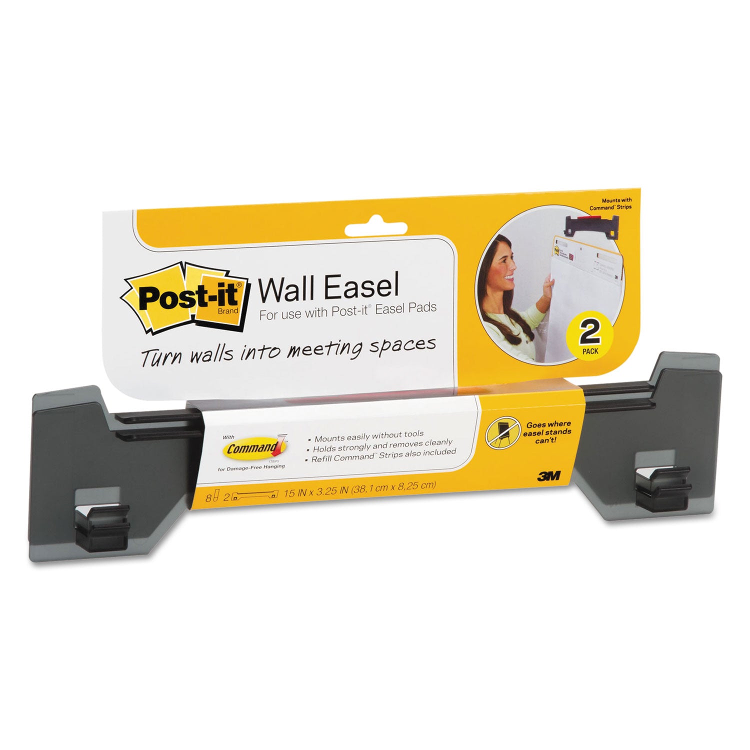 Wall Easel, 15 in x 3.25 in, Smoke Gray, Pack of 2