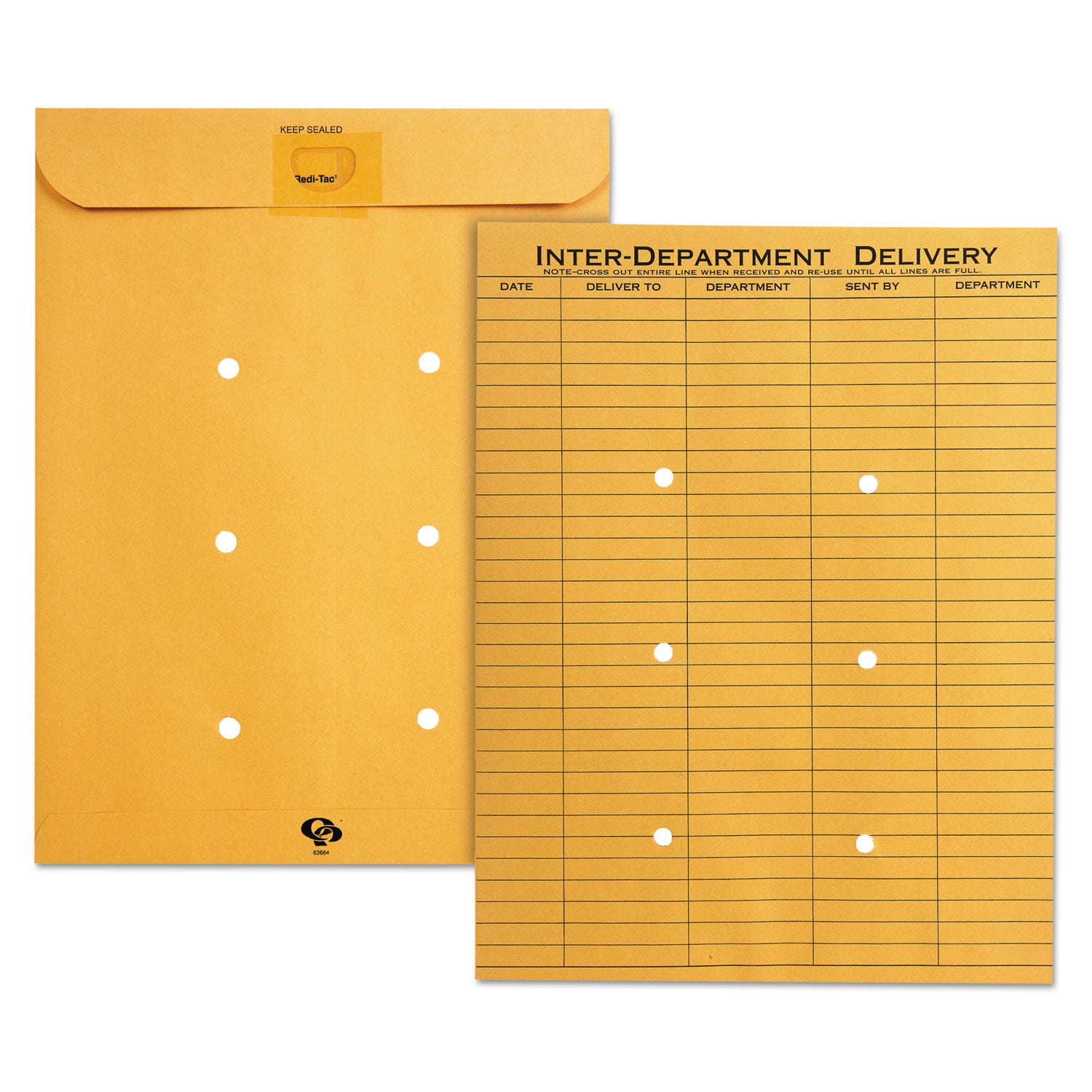 Inter-department - 10" Width x 13" Length - 32 lb - Self-sealing - Light Brown - Kraft - 100 / Box