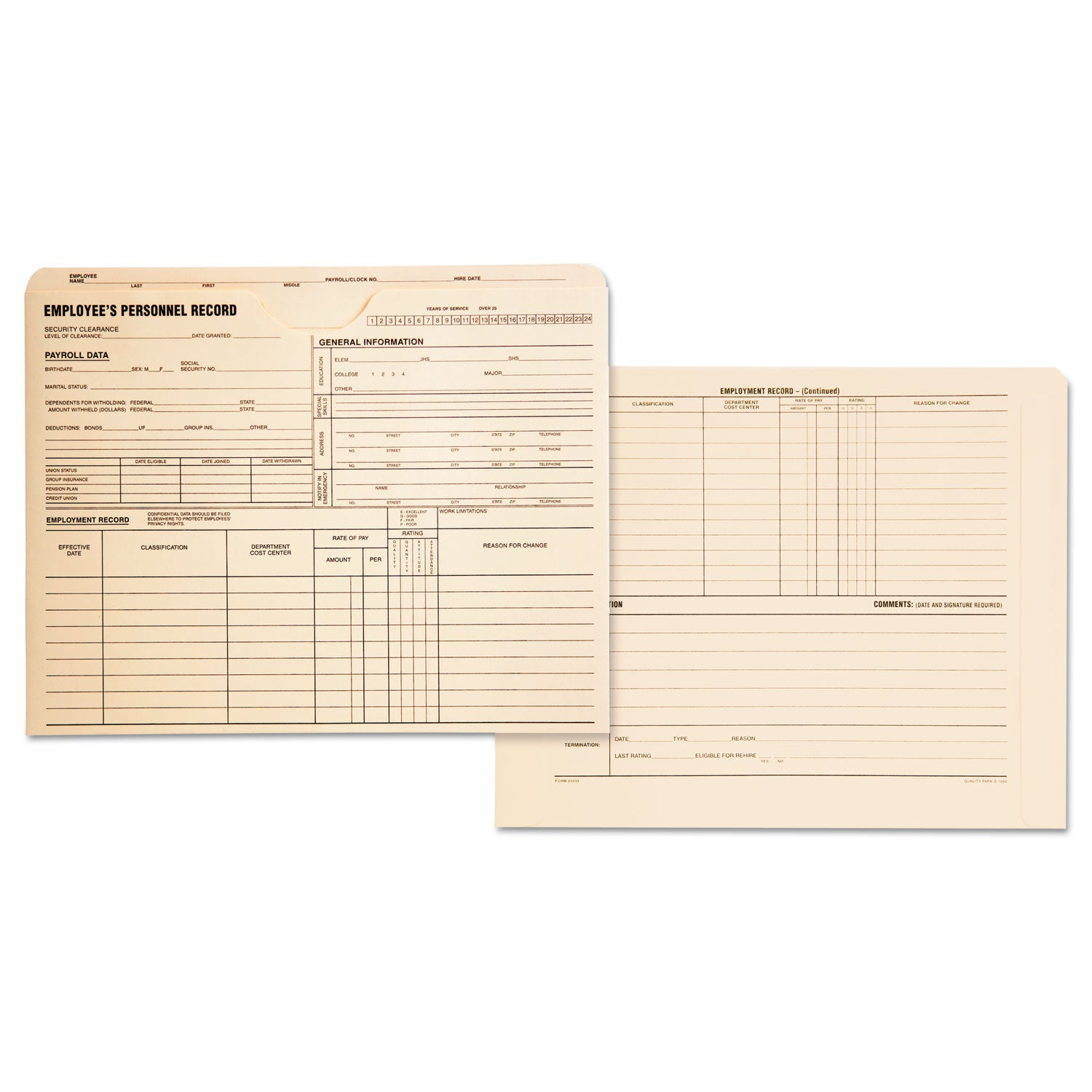 9 1/2" x 11 3/4" - 11 pt. - Manila - 100 / Box