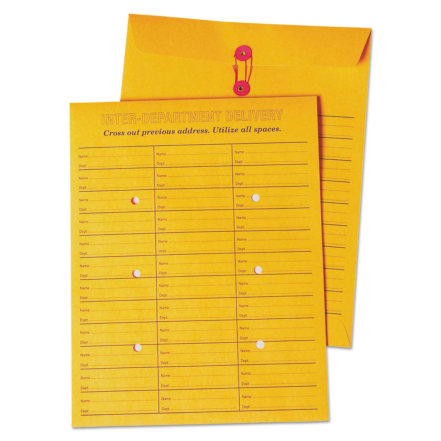 Inter-department - 10" Width x 13" Length - 28 lb - String/Button - Brown Kraft - Kraft - 100 / Box