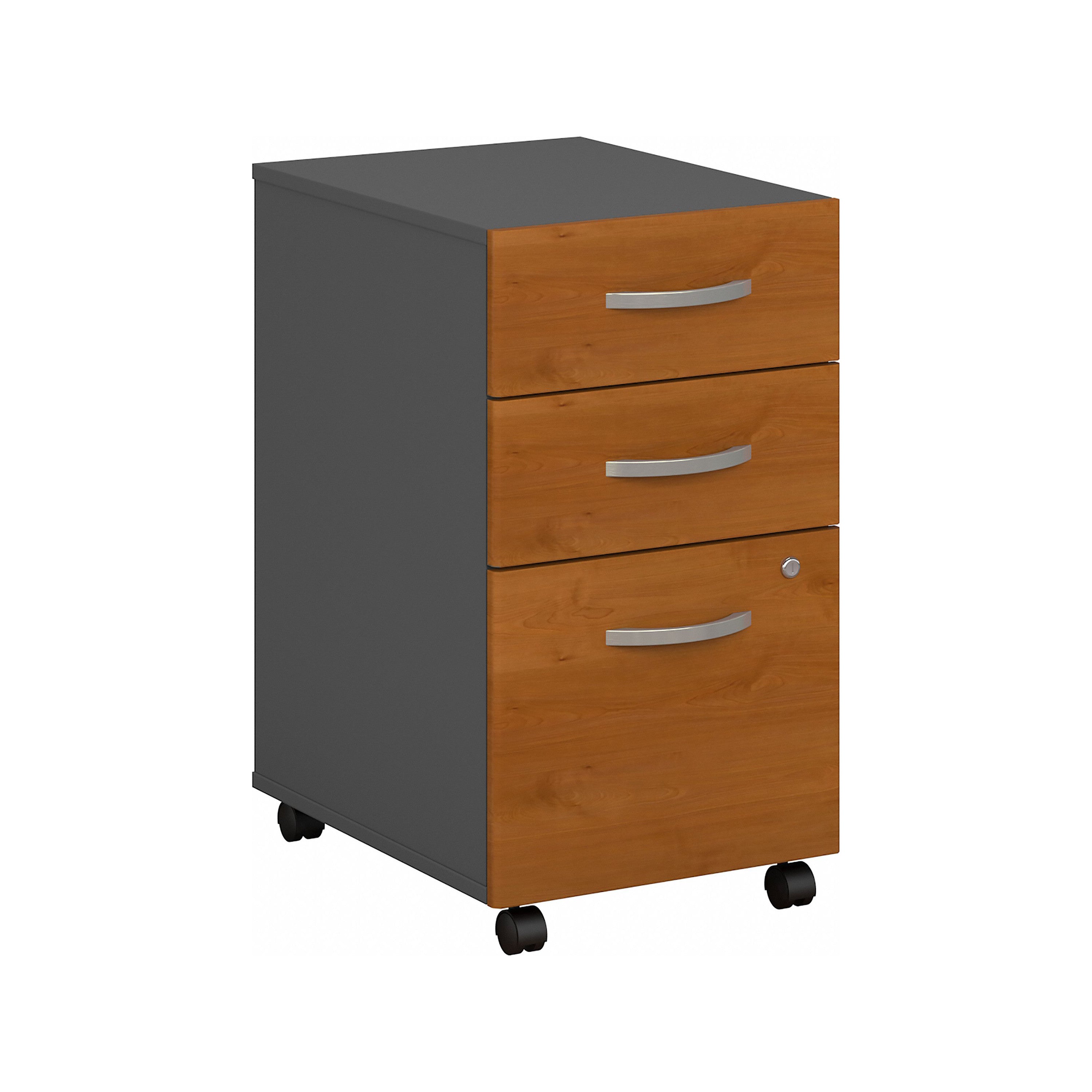 Bush Business Furniture Series C 3 Drawer Mobile File Cabinet in Natural Cherry - Assembled - 15.71" Width x 20.16" Depth x 27.87" Height