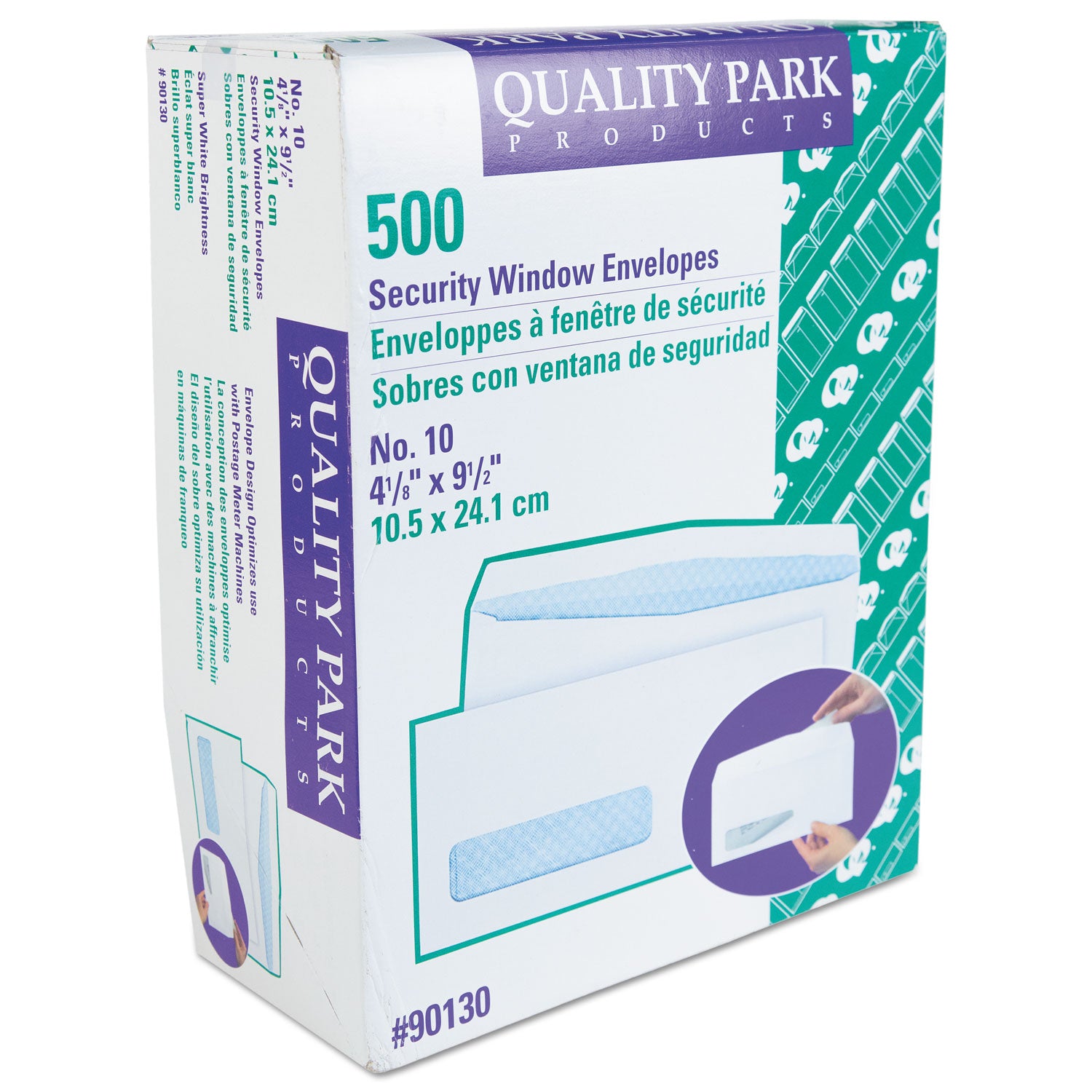 Single Window - #10 - 4 1/8" Width x 9 1/2" Length - 24 lb - Gummed - White - Wove - 500 / Box