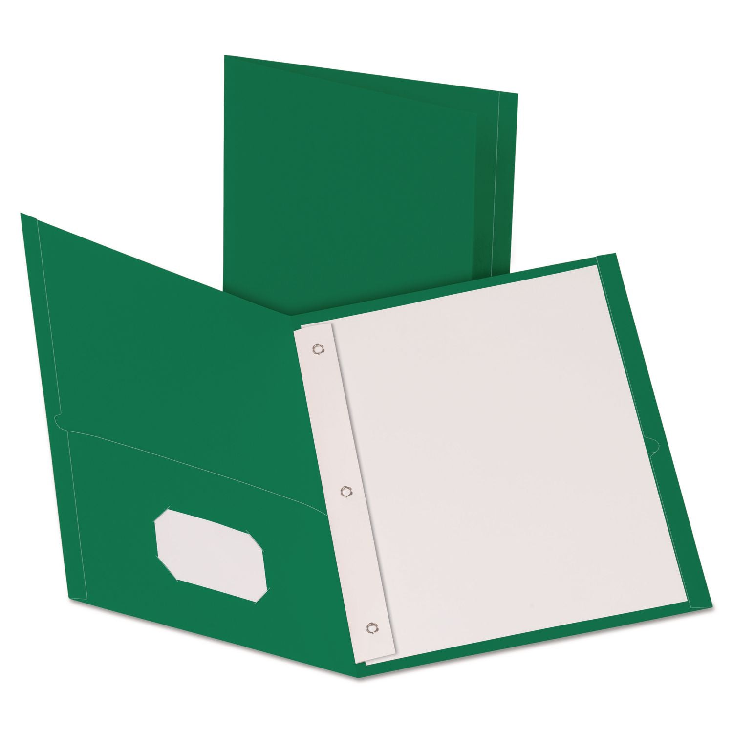 Oxford Letter Recycled Pocket Folder - 8 1/2" x 11" - 3 Fastener(s) - 1/2" for Folder - 2 Inside Front & Back Pocket(s) - Leatherette - Hunter Green - Tear Resistant - 10% Recycled - 25 / Box