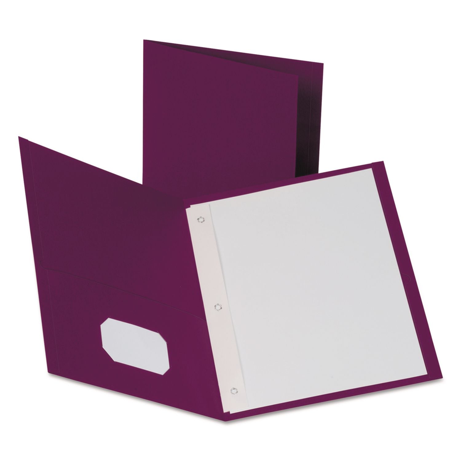Oxford Letter Recycled Pocket Folder - 8 1/2" x 11" - 3 Fastener(s) - 1/2" for Folder - 2 Inside Front & Back Pocket(s) - Leatherette - Burgundy - Tear Resistant - 10% Recycled - 25 / Box