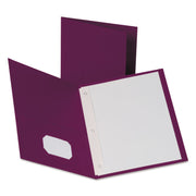 Oxford Letter Recycled Pocket Folder - 8 1/2" x 11" - 3 Fastener(s) - 1/2" for Folder - 2 Inside Front & Back Pocket(s) - Leatherette - Burgundy - Tear Resistant - 10% Recycled - 25 / Box