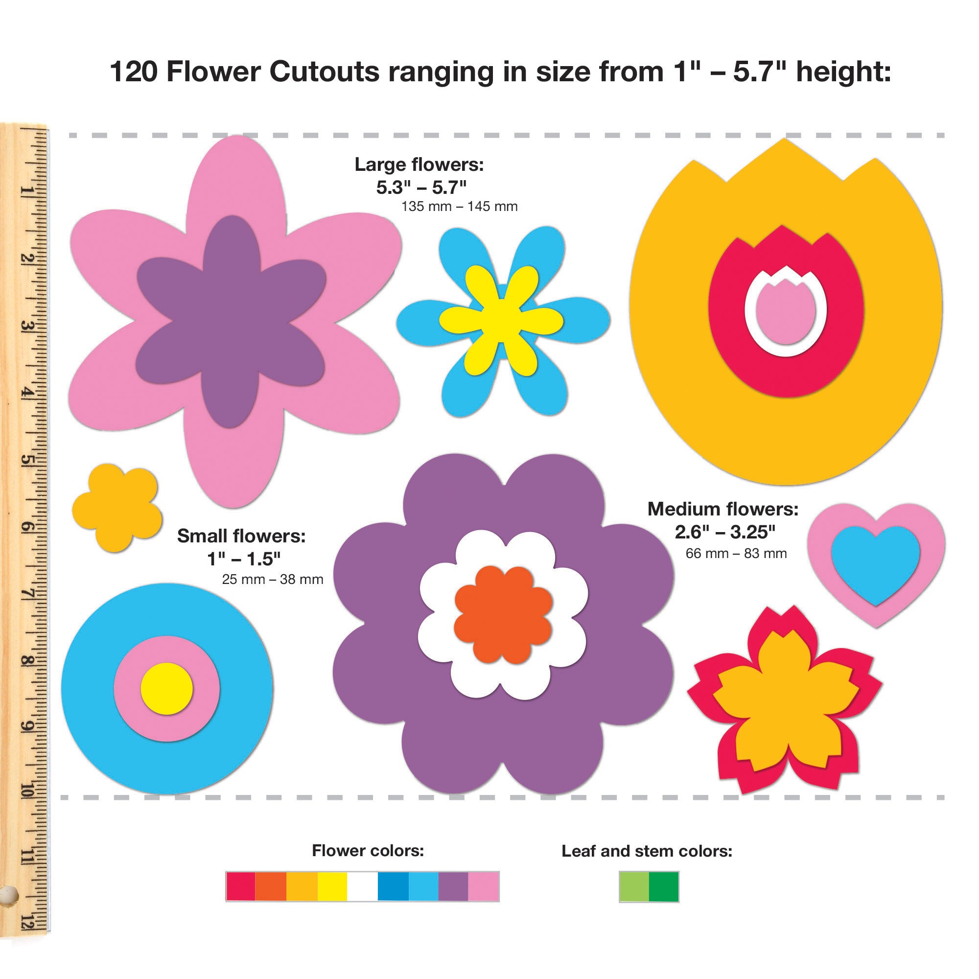 Punch Out Paper Cutouts, Spring Shapes, Leaves, Butterflies & Flowers, 240 Pieces