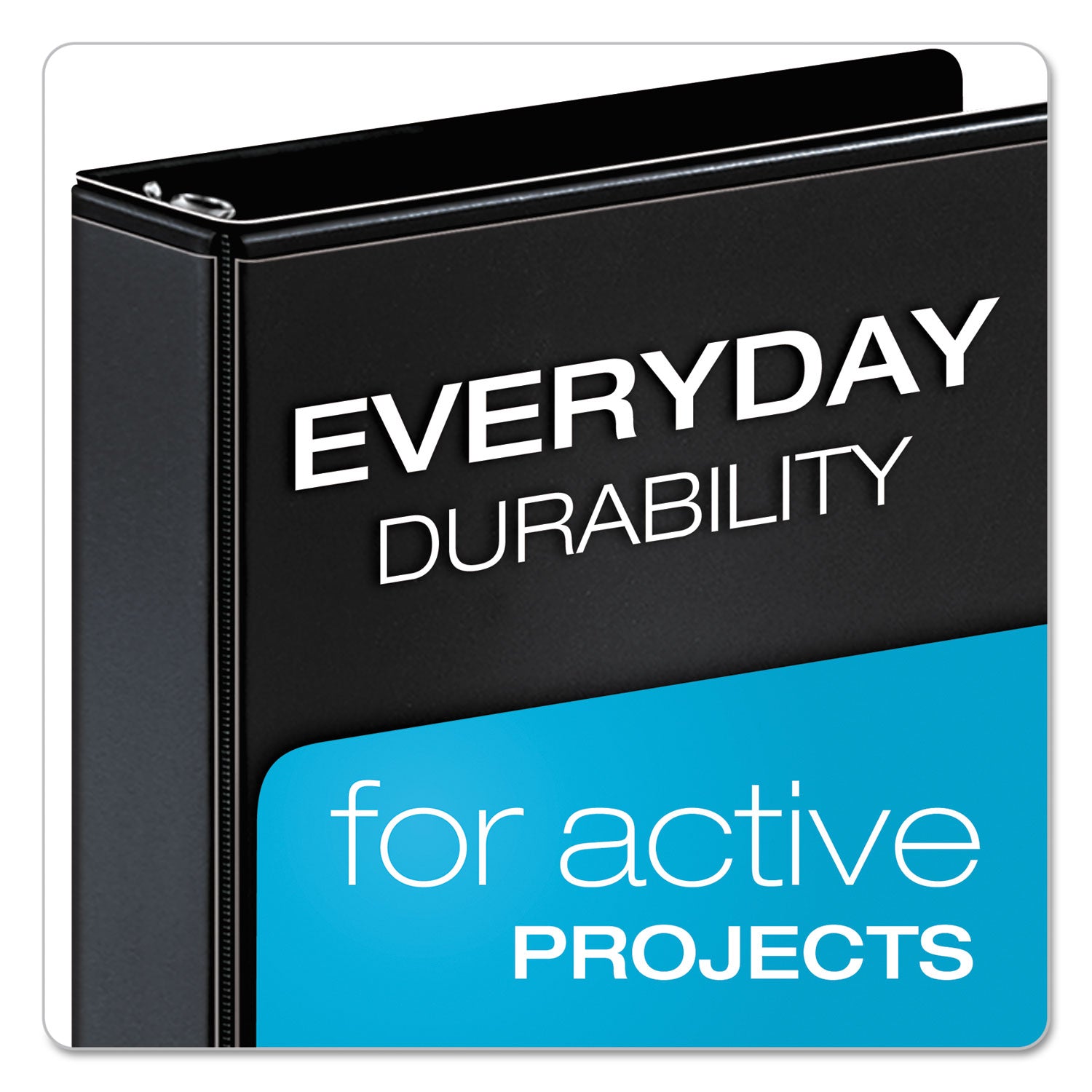 Cardinal Performer ClearVue Slant-D Ring Binder, 1" Capacity, 240 Sheet, Letter Size, 3 D-Rings, 2 Inside Pockets, Black, Vinyl, 1 Each