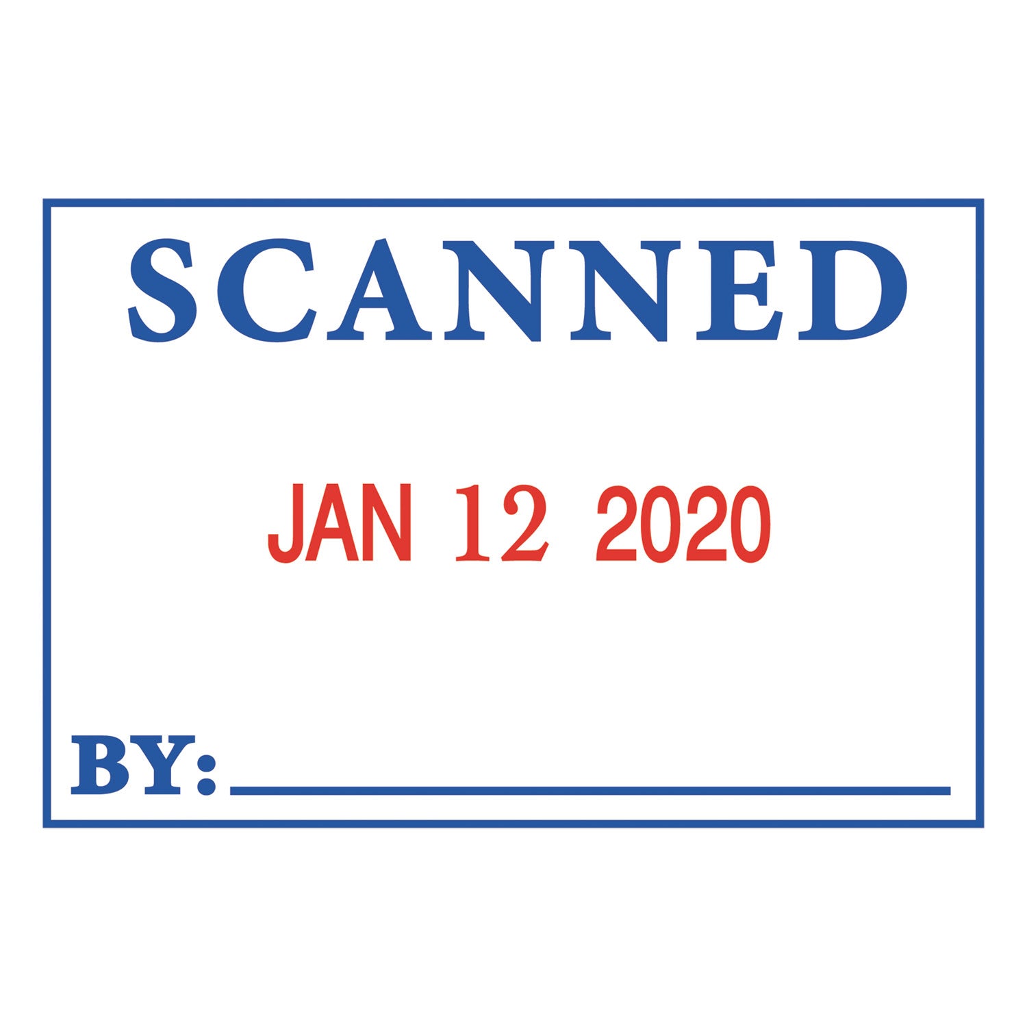 Message/Date Stamp - Scanned, Emailed, Entered, Completed - 0.94" Impression Width x 1.75" Impression Length - Red, Blue - 1 Each