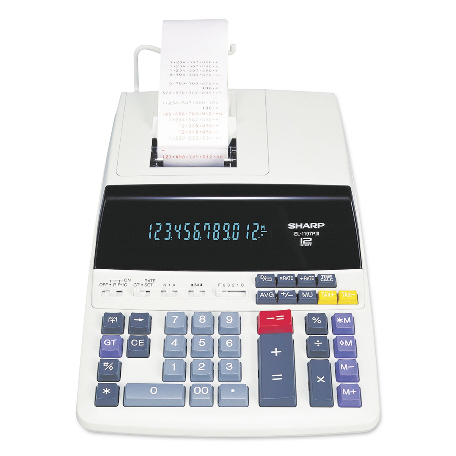 Dual Color Print - 4.5 lps - Independent Memory, Sign Change, Backspace Key, Double Zero, Fixed Decimal - 12 Digits - Fluorescent - AC Supply Powered - 3.3" Height x 8.8" Width x 12.8" Depth - Off White - 1 Each
