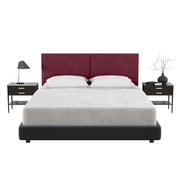 Jaxx Panelist Modern Padded Headboard- Set of 2 Wall Mounted Panels (Each 22.5" x 30")- Queen Double Tall, Microvelvet Vino Red