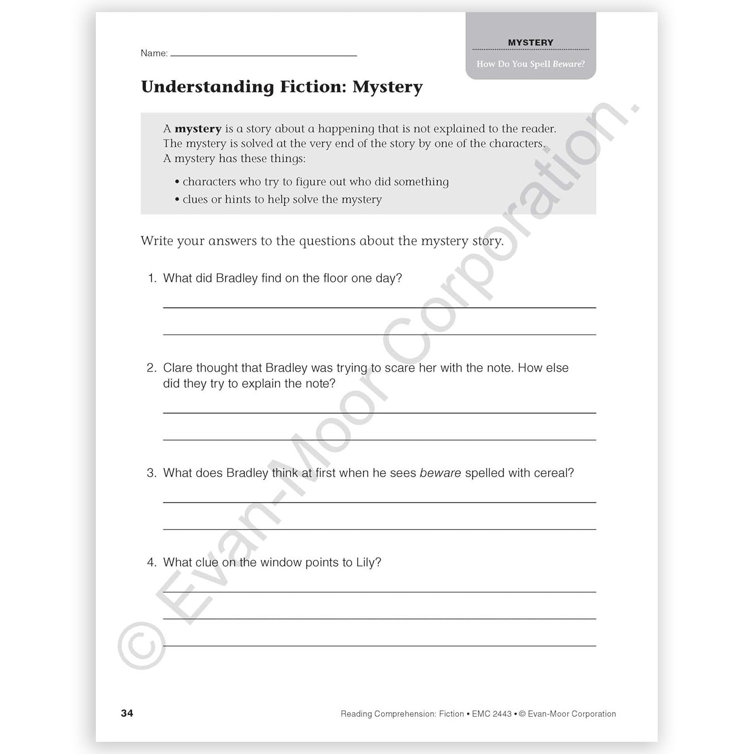 Reading Comprehension: Fiction, Grade 3