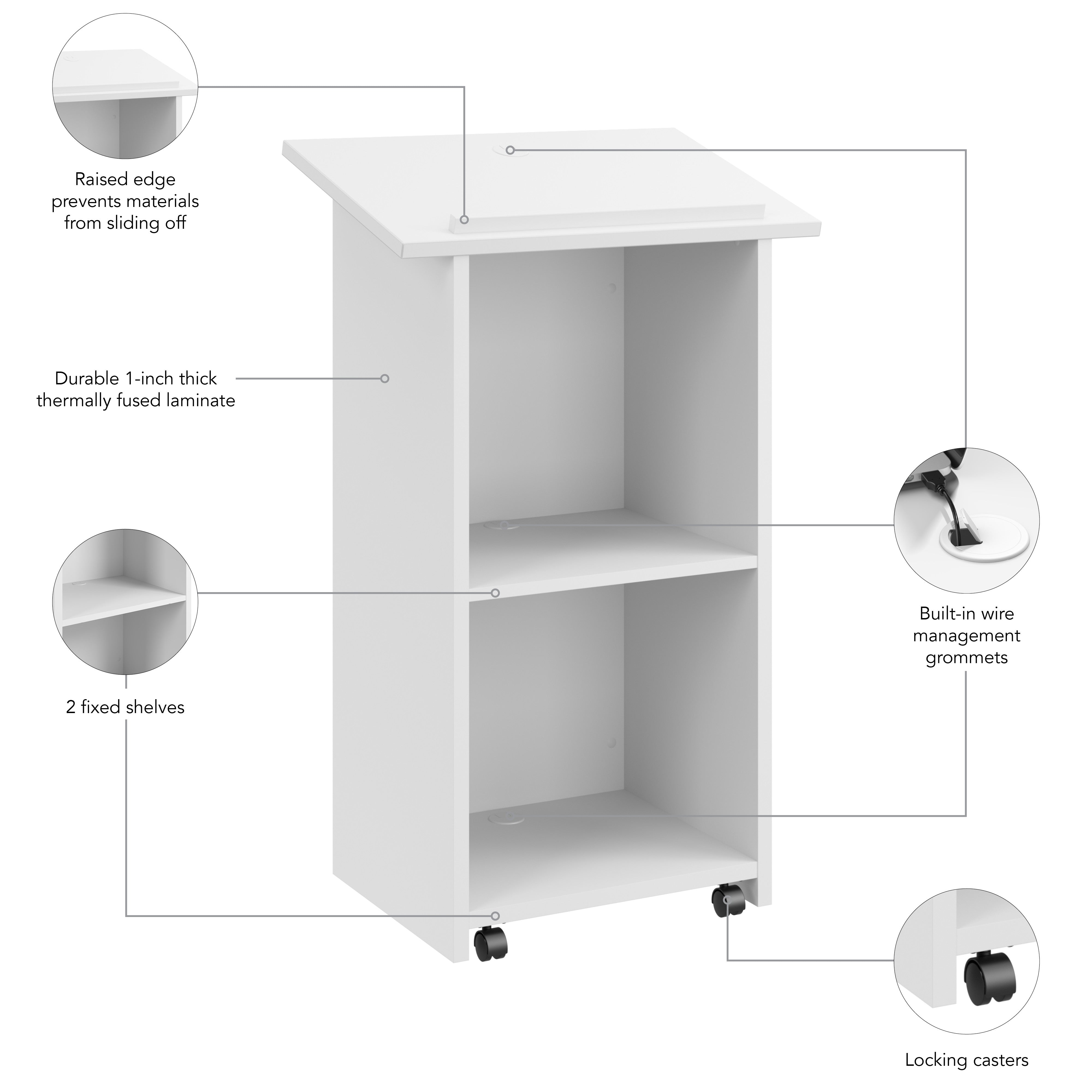 Bush Business Furniture Envision Stand Up Lectern in White - 28.5" Width x 18.39" Depth x 47.17" Height
