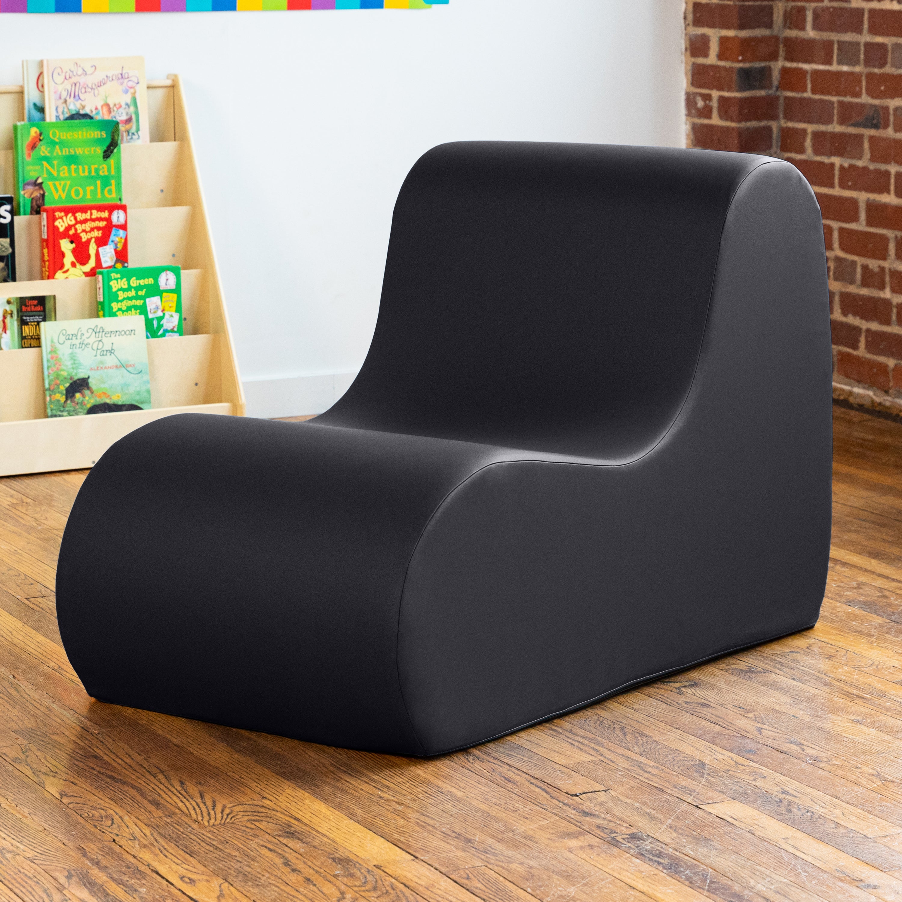 Jaxx Midtown Large Classroom Soft Foam Chair - Premium Vinyl Cover, Black