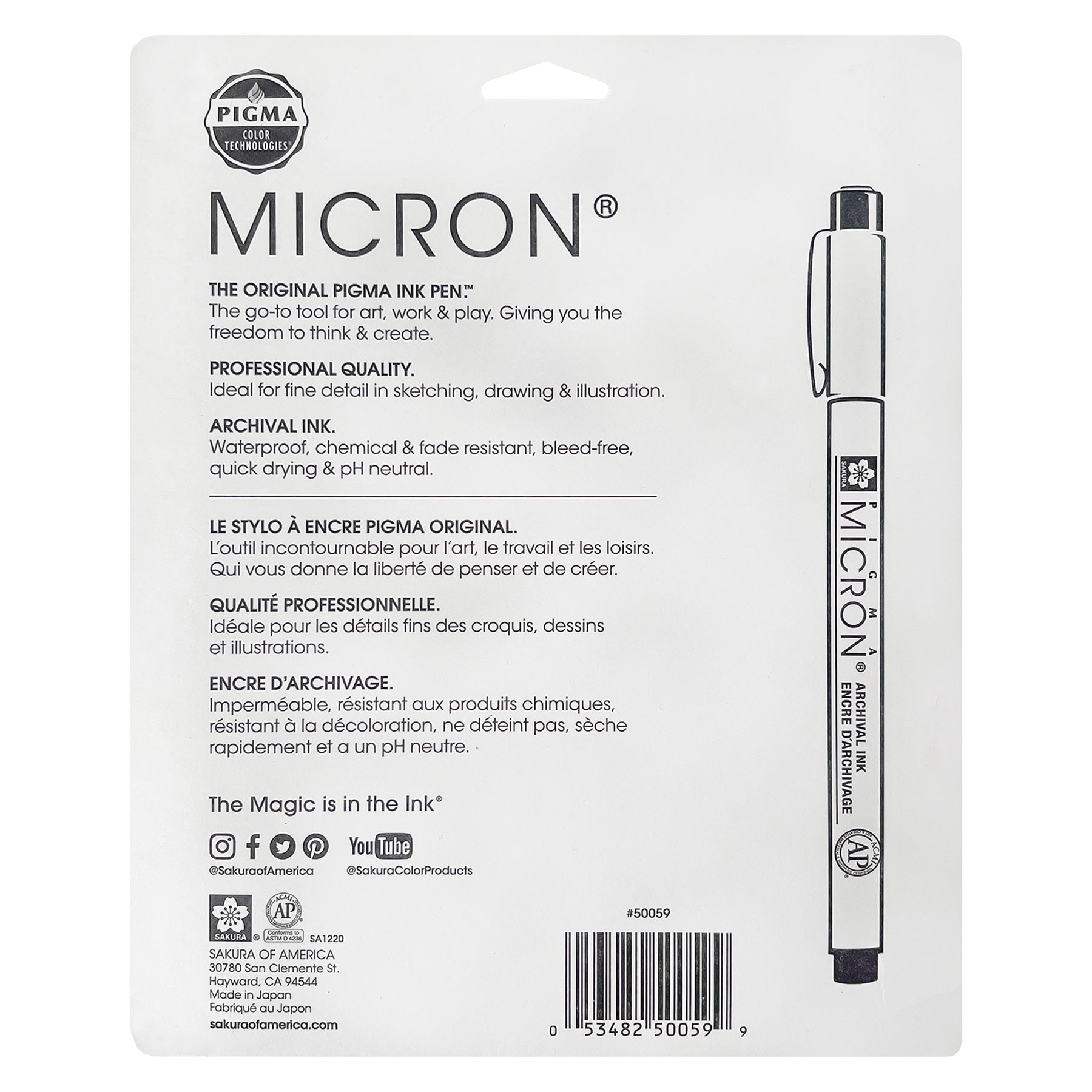 Pigma Micron Pens, Black, Assorted Sizes, 10-Pack, Blister Card