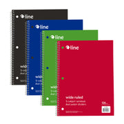 3-Subject Notebook, Wide Ruled, 120 Sheets, Assorted Colors