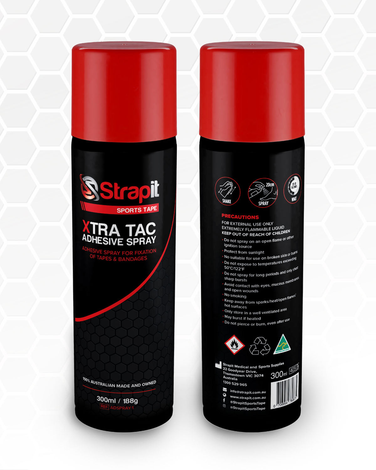 Strapit, XTRA TAC Pre Tape Adhesive Spray, 300ml/10 oz, Each