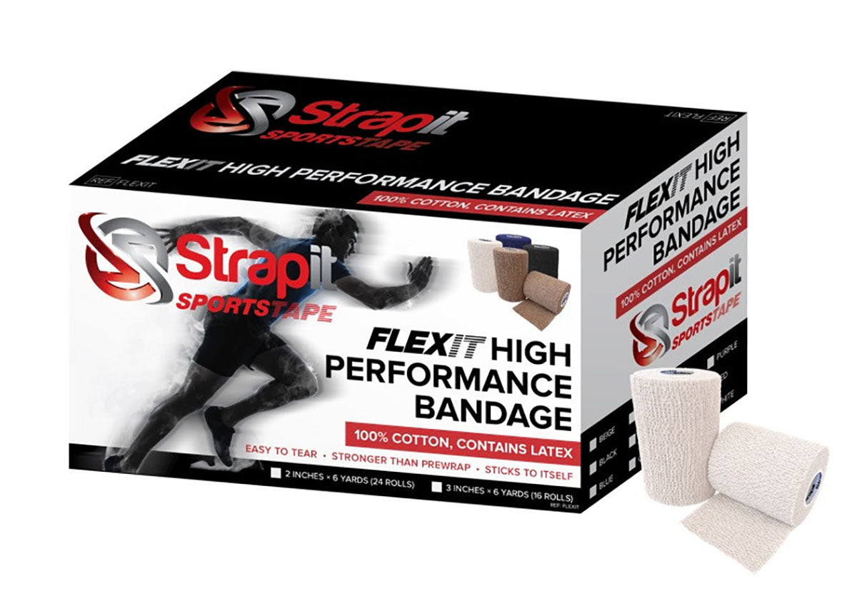 Strapit Flexit Cohesive Prewrap, 3 in x 6 yrd Roll, Case of 16 Rolls, White